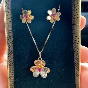 18karat Real Gold set of earrings and necklace